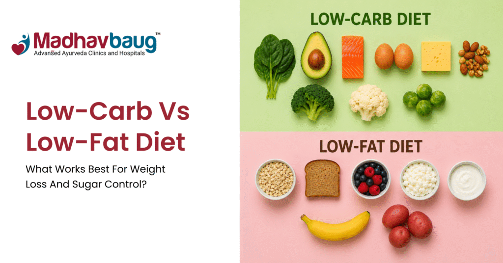 low carb vs low fat diet for weight loss and blood sugar control